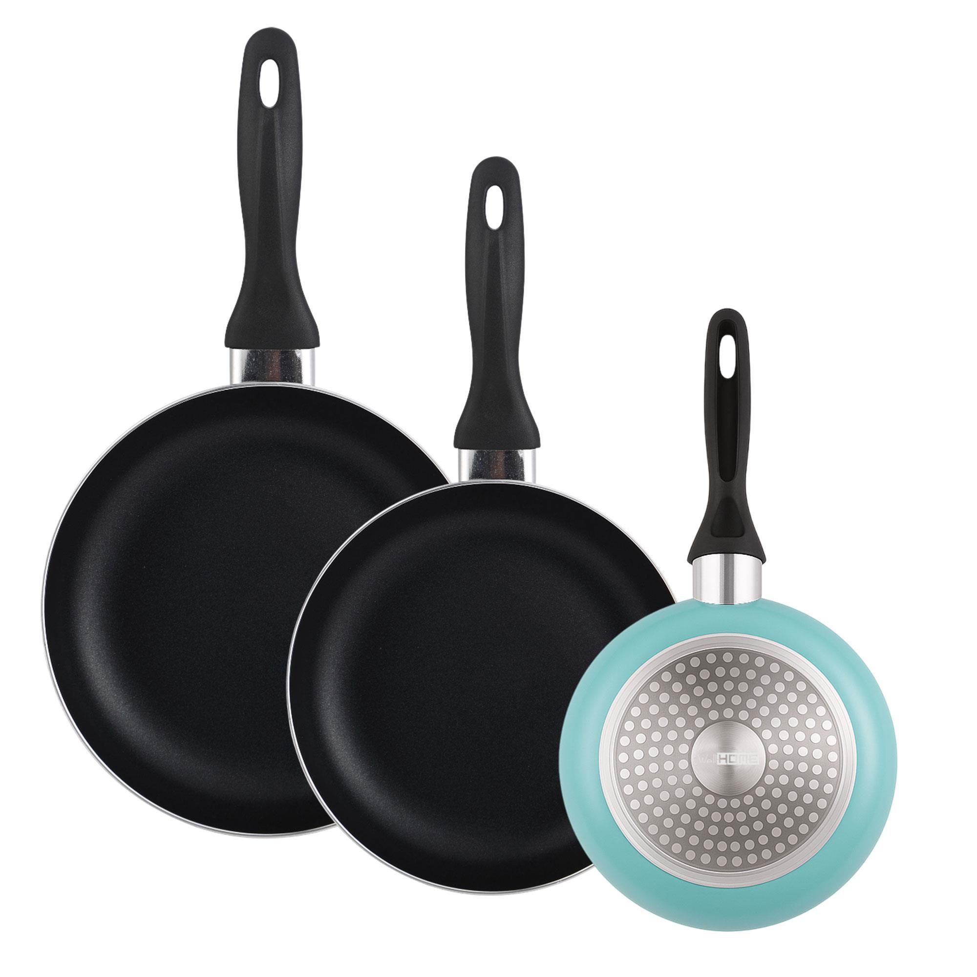 Juego de 3 Sartenes Antiadherentes Wellhome 16/20/24 Cm en Aluminio Prensado | Resistentes a Altas Temperaturas