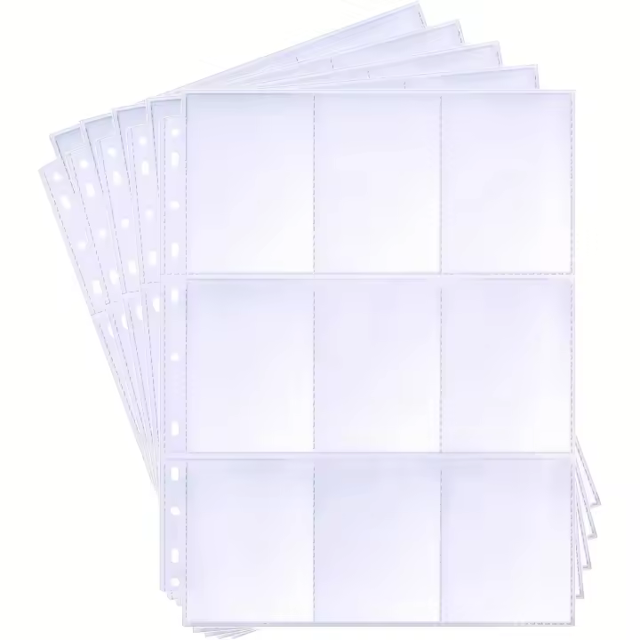 9 Páginas De Bolsillos Para Tarjetas De Colección De Deportes Dobles Con 11 Agujeros Ajustable Para Anillo De 3 Hojas Y TCG - 1