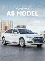 Coche De Colección Audi A8 De 1/24 En Metal Con Luz Y Sonido Puertas Abatibles Regalo Para Chicos Juguete De Movimiento Hacia Atrás - details 0