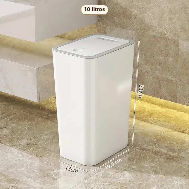Bandeja De Basura De 10L a Prueba De Olores Con Diseño Moderno De Un Toque Durable De Plástico Para Baño Y Cocina Ahorra Espacio Y Resistente a Fugas - 1