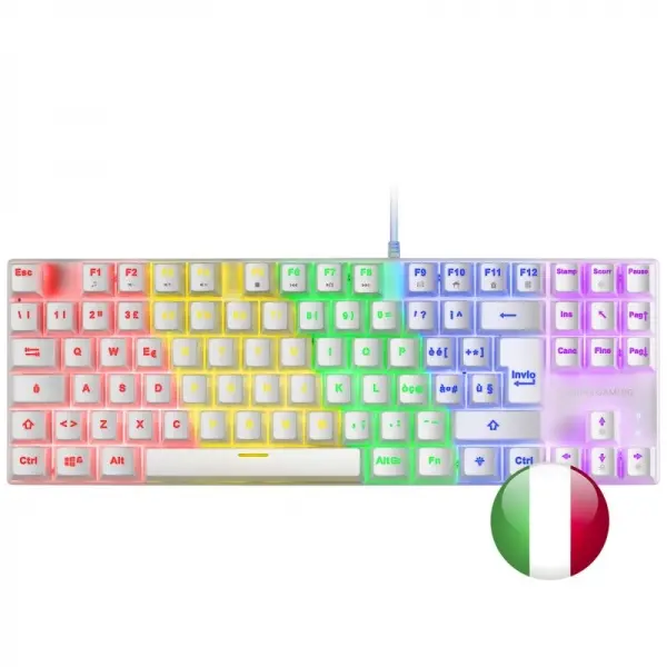 Mars gaming mk80 teclado gaming mecanico - compacto tkl - iluminacion rgb - teclas imborrables - switches antipolvo - multiplataforma - anti-ghosting avanzado - italiano - color blanco - 1