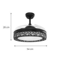 Ventilador de techo Jocca con luz LED CCT 36W, aspas retráctiles, 6 velocidades, mando a distancia, motor DC silencioso, temporizador 1-2-4-8h, función verano/invierno, luz regulable 3000K-6000K, Ø106cm y 40W en color blanco o negro - details 2