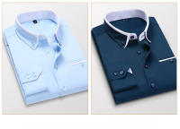 Camisa De Algodón Para Hombre Larga Manga Ajustada Formal Marca Suave Para Oficina Ropa De Negocio Estilo Casual - details 6