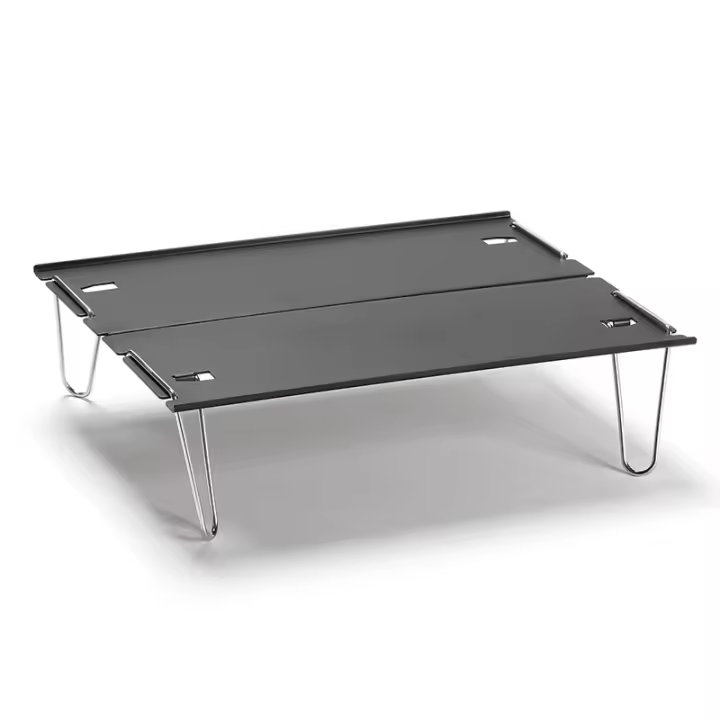 Mini Mesa portátil de aleación de aluminio para acampar al aire libre, mesa de centro para barbacoa, mesa de Camping súper ligera, negro - 1