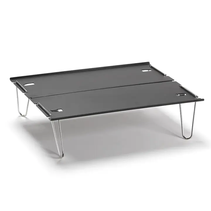 Mini Mesa portátil de aleación de aluminio para acampar al aire libre, mesa de centro para barbacoa, mesa de Camping súper ligera, negro - 1