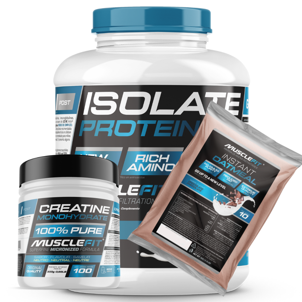 PACK MUSCLEFIT ISOLATE 2kg + Creatina 300g + Harina de Avena 1kg │MUSCLEVIP│Mas musculos