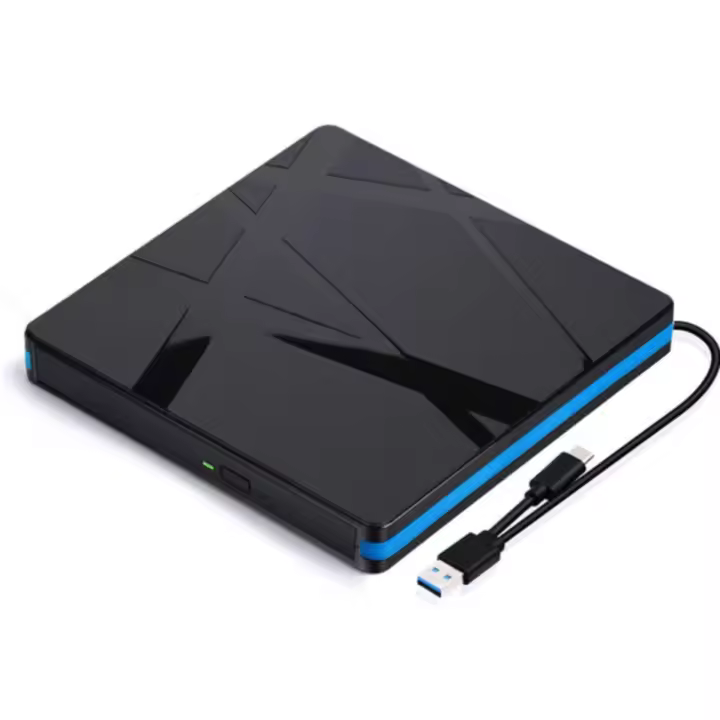 DVD RW Externo Con USB3.0 Y Tipo-c Lectura Y Escritura De CD Y DVD Para PC Portátil Y Escritorio 2 En 1 Quemador Lector Y Jugador - 1