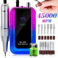 Máquina De Uñas Eléctrica Recargable 45000RPM Con Conector USB Set De Perforadora Para Manicura Borrador De Esmalte Bajo Ruido - details 2