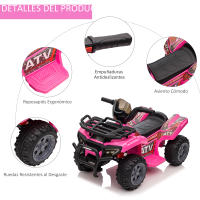 HOMCOM Quad Eléctrico para Niños de +18 Meses Vehículo Eléctrico a Batería 6V Infantil con Velocidad de 2 km/h y Avance 70x42x45 cm - details 4