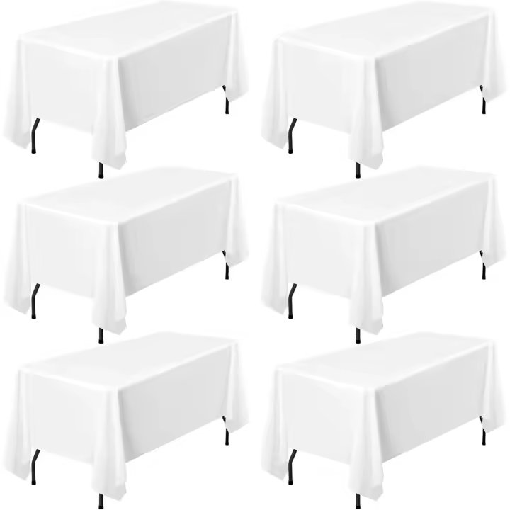 Tienda BIT Pack de 6 Manteles de Poliéster Blanco para Metas Rectangulares 6 Pies - 54 'x 108' - 1
