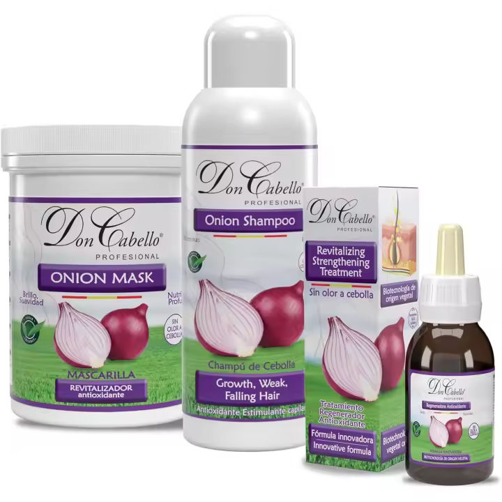 Don Cabello Total Reparación Pack Anticaída con Extracto Cebolla Roja - Champu Anti-caída 1000 Ml - Mascarilla Concentrada 1000 Ml - Loción Reparadora - 1