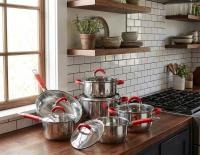 Bateria de cocina de 6 piezas Ota Line con sus tapaderas en acero inoxidable - details 0