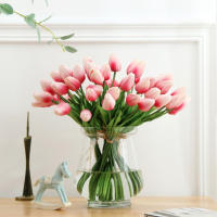 Juego De Flores Artificiales De Tulipán Para Decoración De Hogar Y Bodas Tocan Realidad Buena Vibración Regalo Para Amigo - details 6