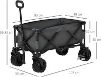 Carro de Jardín Plegable Carga 70 kg Carro para Playa con Altura del Manillar Ajustable Ruedas Delanteras Giratorias 360° y Marco de Acero para Compra Gris Oscuro - details 2