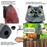 AYA MARKT Búho Espantapájaros, Búho Ahuyentador Eólico, Búho Espanta Palomas Realista, Gira la Cabeza 360º,No Necesita Pilas,para Jardín,Campo,Balcón - details 2