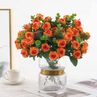 Vaso De Flores Artificiales Para Decoración De Hogar Jardín Exterior Navidad Rosas Silken Eucalipto Hojas Plantas Falsas Para Bodas Y Fiestas - details 8