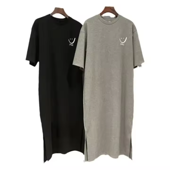 Vestido De Verano Para Mujer Con Manga Corta Y Cuello Redondo Estilo Casual Largo Hasta La Rodilla Material Poliéster A-Line - 1