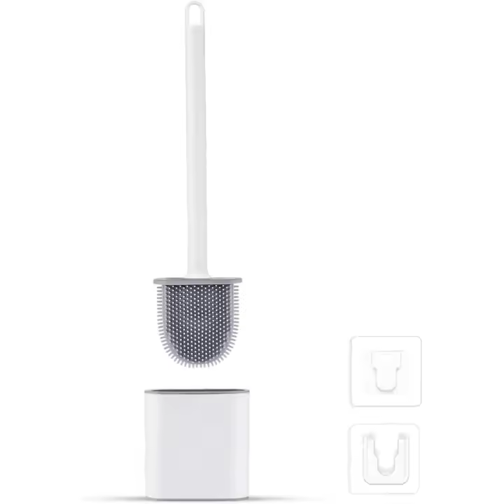 Escobillero y soporte de comparación con base sin puntos ciegos, Escobillero y soporte, silicona, Blanco - 1