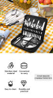 Camping cuadertos kit organizador utensilio de picnic conjunto Placa Arce inoxidable Cuchillo Tenedores pinzas senderismo 10/20 unids - details 1