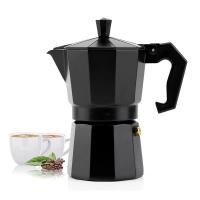 Cafetera Espresso Italiana de aluminio, capacidad 6 tazas, Cafetera tradicional ,antideslizante ,termica para cafe apta para todo tipo de cocinas salvo induccion en Color Negro - details 0