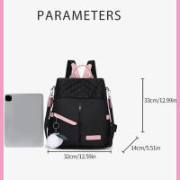 Mochila Oxford Para Mujer 2024 Antirrobo Con Bolsillo Exterior Y Cierre De Cremallera Mochila Escolar Para Adolescentes Decoración Ruched Estilo Moda - details 5