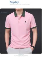 Camisa Polo Para Hombre Con Bordado De Oso Cartoon Manga Corta Estilo Casual Transpirable Para Verano 2024 Comodidad Y Brevedad - details 6