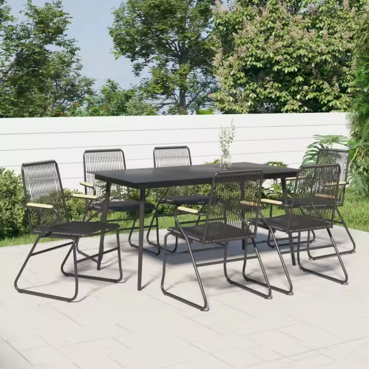 VidaXL Conjunto de jardín Penélope 6 sillas + mesa negro - 1