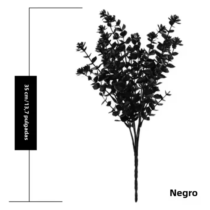 Vine De Eucalipto Artificial Negro Hojas De Eucalipto Decorativas Plásticas Para Decoración De Hogar Fiestas Jardín Propiedades Fotográficas - 1