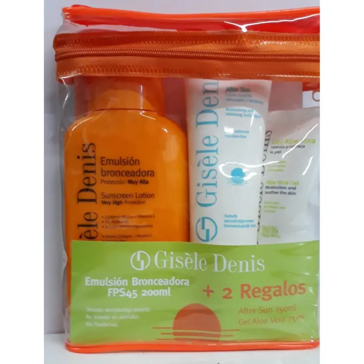 GISELE DENIS EMULSIÓN BRONCEADORA SPF 45 200 ml + AFTER SUN 150 ml + GEL ALOE VERA 75 ml - 1