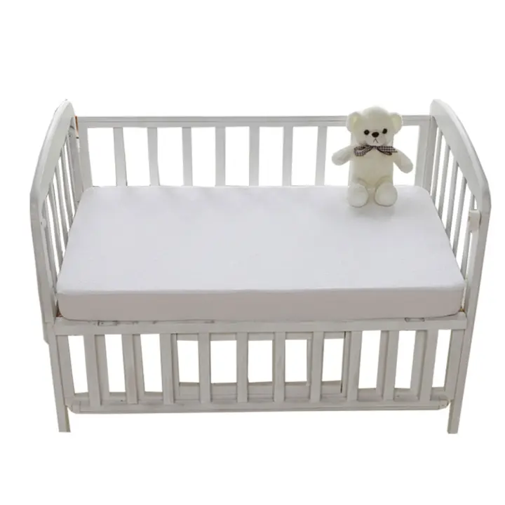  Protector De Matrícula De Cuna 1pc Impermeable De Terry De Algodón Cama De Seda Capa De Cubierta Transpirable Amigable Con La Piel Y Silenciosa Para Bebé - 1