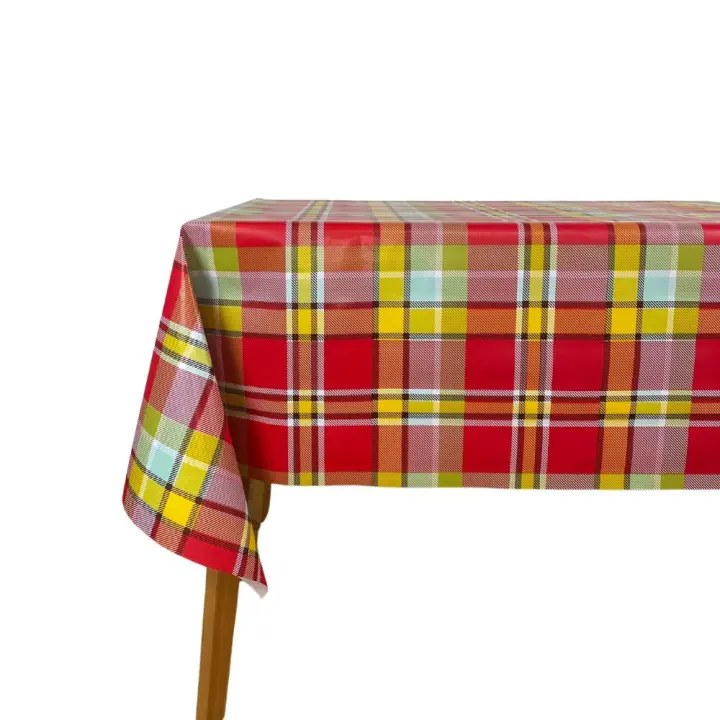 Mantel Hulehule Tex - Hule PVC Anti manchas Fácil Limpieza Resistente al Agua Cuadros Rojos Amarillos Verdes - ERIC - 1