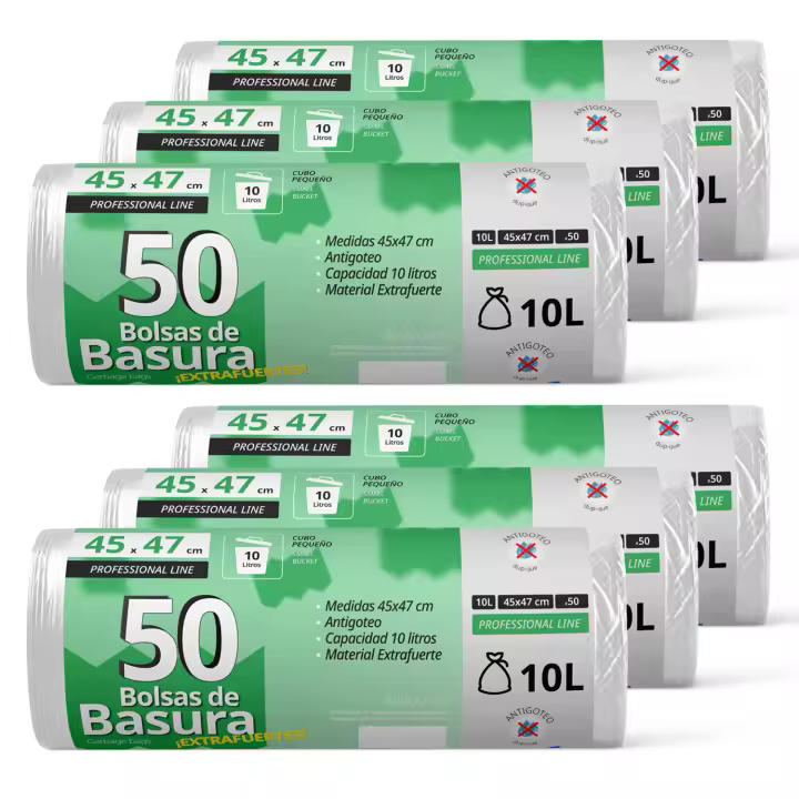 Bolsas de Basura, Bolsa Basura Resistente para Cubos Basura 10L, Antigoteo, Bolsas Ideales para Papelera de Baño, Oficina o Cocina, Apta Todo Tipo de Desechos, 45x47 cm - Ofituria (300 bolsas, 10L) - 1
