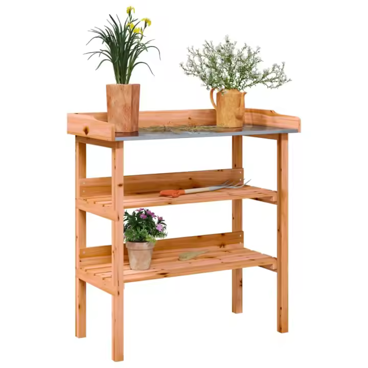 Mesa para plantas con estantes madera abeto marrón 78x38x82,5cm - 1