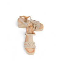 HLUNA - Sandalias de Cuña con Plataforma Beige Detalle de textil trenzado con Tira atada al pulsera - ht191 - details 5