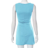 Vestido Sin Mangas Para Mujer Estilo Slim A-Line Con Cuello Redondo Mini Vestido De Verano Casual Y2K Polyester Qtraf2411 - details 10
