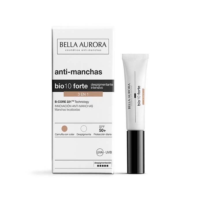 Bella Aurora Bio10 Forte 3 en 1 Corrector Antimanchas con Color SPF50+ | Camufla, Reduce y Protege | Unifica el Tono | Tratamiento Localizado | 10 ml