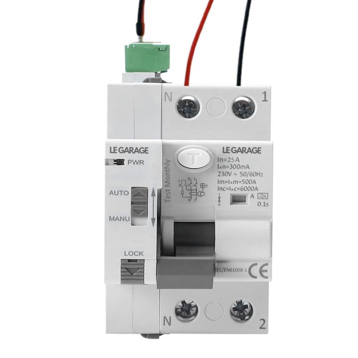 Diferencial Auto Rearmable Superinmunizado 2P 25A 300mA 6Ka. Interruptor Diferencial Rearme Automático Clase A. Reconexión Automática Super Inmunizado. INCLUYE CABLES DE CONEXIÓN. 2P 25A 300mA