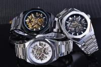 Reloj Mecánico Para Hombre Forsining Steampunk Con Diseño Esqueleto Hollow Dial Negro Resistente Al Agua Acero Inoxidable Fashion Casual - details 12