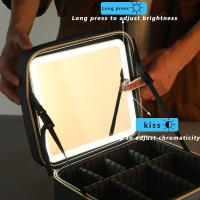 Nueva Caja De Maquillaje Portátil Con Espejo Y Luz LED Cubierta De PU Impermeable Para Viajes Organizador De Cosméticos - details 4
