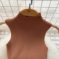 New Summer 2025 Mujer Mini Vestido De Lana Estilo Simple Con Cuello Alto Y Manga Sin Mangas A-Line Fashion Elasticidad Alta - details 4
