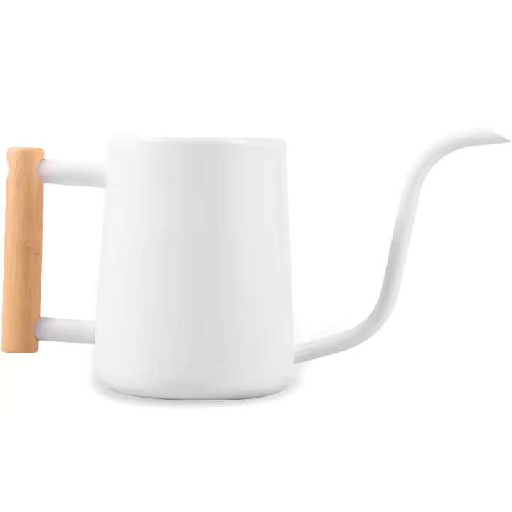 Botella De Riego De 1L Con Mango De Madera Y Boquilla Larga De Acero Inoxidable Para Plantas De Interior Jardín - 1
