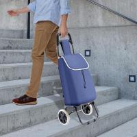 Carrito de compras, carrito de supermercado plegable con ruedas, duradero y portátil, azul, carrito plegable personal para comestibles, bolsa extraíble, bolsa de compras - details 3