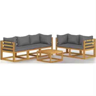VIDAXL 3057610 conjunto de muebles para jardin de madera maciza de acacia con cojines gris vida xl - 1
