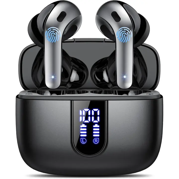 Auriculares Bluetooth, Auriculares Bluetooth 5,3, 4 Mic con Reducción de Ruido ENC, 50H con Graves, Cascos Inalambricos Bluetooth IP7 Impermeable, Carga rápida USB-C, Ajuste Cómodo - 1