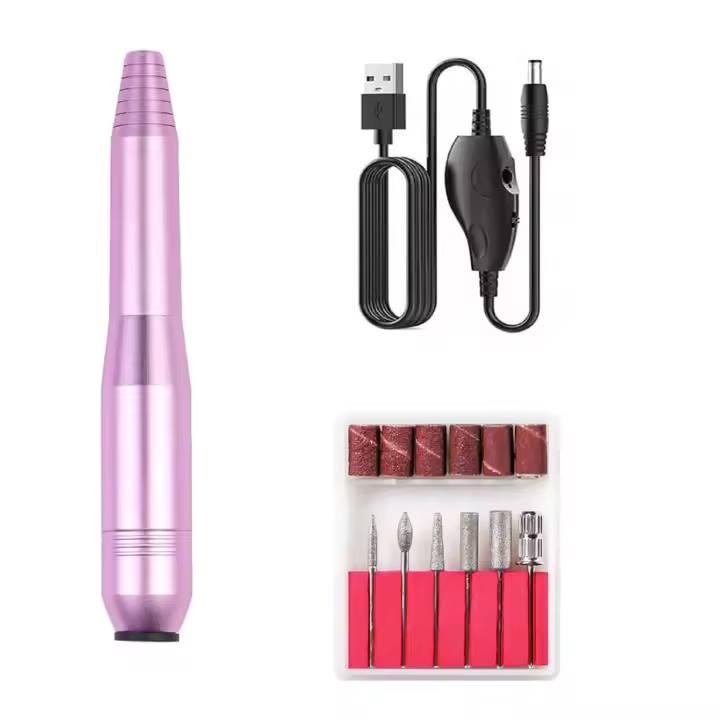 PORCHEDDU Taladro de uñas Eléctrico portátil profesional Mejorado, Kit De Lima de uñas profesional Eléctrica compacta para uñas acrílicas, uñas de gel, herramientas de Pulido de manicura y pedicura (Rosa estándar) - 1