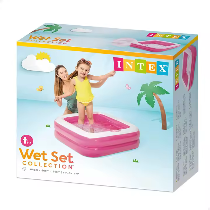 Piscina infantil hinchable intex cuadrada 86x86x25 cm, Se envía un color Aleatorios (rosa o verde lima), 1 unidad - Si quiere un color concreto consulte con el vendedor disponibilidad antes de comprar. - 1