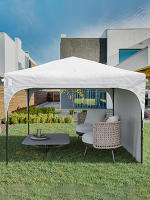 Carpa Plegable 3x3 m Cenador de Jardín con Altura Ajustable 1 Pared Lateral Impermeable 4 Bolsas de Arena y Bolsa de Transporte Gazebo para Exterior Patio Fiestas Blanco - details 1