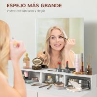 Makeup Vanity with Mirror, Dressing Table with 2 Drawers, 3 Open Compartments, Makeup Table for Small Spaces, Bedroom, 75x38x135 cm, White - details 3