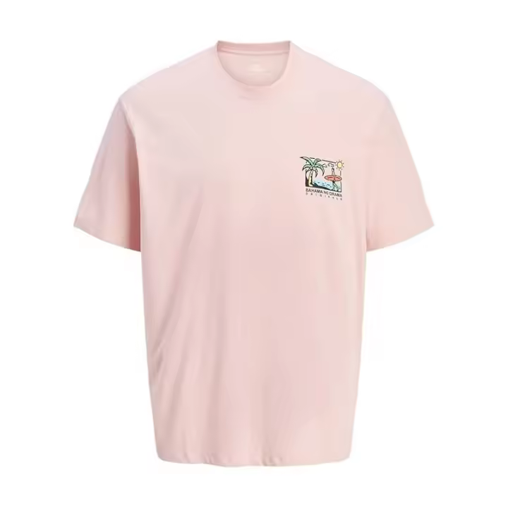 Jack&Jones – Hombre – Rosa – Camiseta Manga Corta, Print Posterior, Corte Holgado - 1