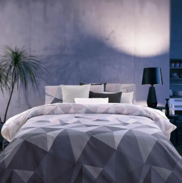 D'A GAMA HOME COLLECTION S.L. GAMA HOME - Funda Nórdica Geométrica Azul de Algodón y Poliéster con Saco y Funda de Almohada - 1